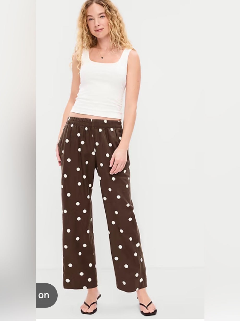 Brown Polka Dot Women's high Waisted Pants - White Trousers Gap Old Navy XS